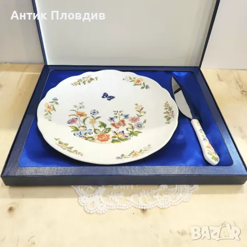 Сет за торта Aynsley – порцеланова чиния и шпатула, Англия, снимка 2 - Сервизи - 49931016