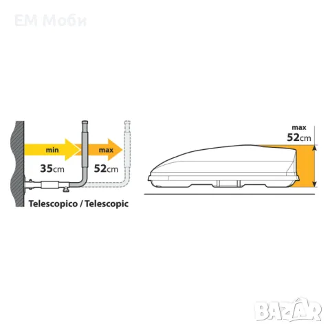 Телескопична стойка за стена за автобокс багажник Nordrive, снимка 3 - Аксесоари и консумативи - 47534474