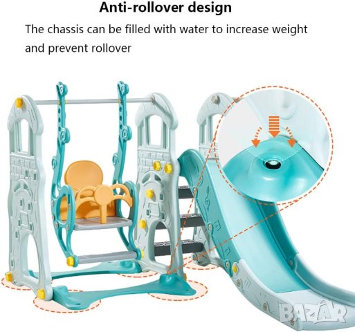  Пластмасова пързалка 3в1 с люлка и баскетболен кош B086W8CT29, снимка 6 - Други - 41708168