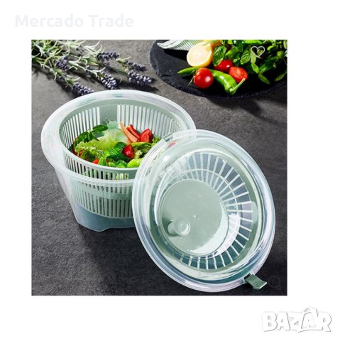 Центрофуга за салата Mercado Trade, Ръчна, За домашна употреба, Пластмаса, Зелен