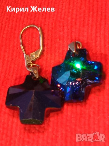 СТАРИ СРЕБЪРНИ ОБЕЦИ СРЕБРО 925 и ЦВЕТЕН СКЪПОЦЕНЕН КРИСТАЛ Подходящи и за МЕДАЛЬОНЧЕТА 25105, снимка 3 - Обеци - 35782138