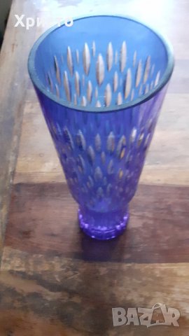 ваза стъклена гравирана ръчно антика уникат