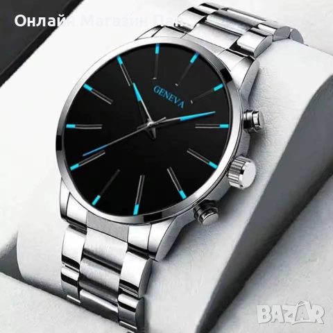 Мъжки часовник GENEVA с метална верижка и кварцов механизъм, снимка 6 - Мъжки - 52390199