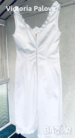Бяла рокля BENETTON, памук, снимка 5 - Рокли - 41616341