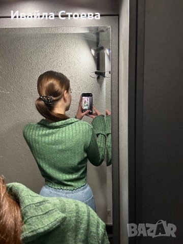 ЗЕЛЕНА ДАМСКА БЛУЗА‼️, снимка 2 - Блузи с дълъг ръкав и пуловери - 44325537