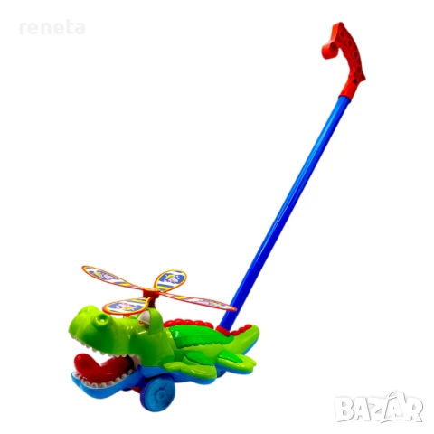 Играчка Крокодил, За бутане, Пластмасова, Зелен/Жълт