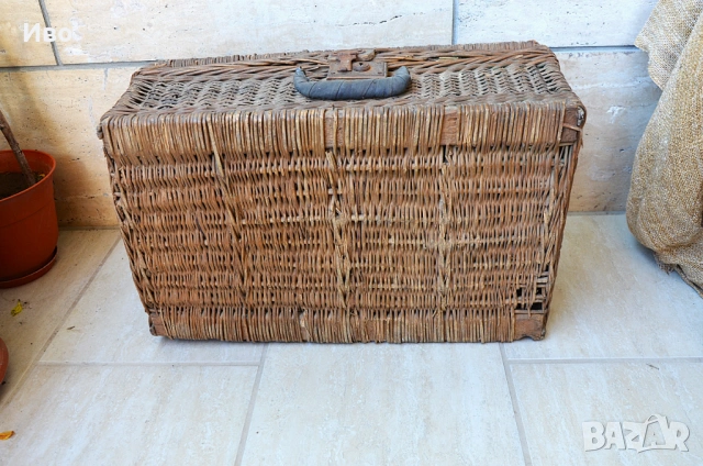 Винтидж ръчно изработен куфар от ракита от началото на 20 век, снимка 13 - Градински мебели, декорация  - 53814445