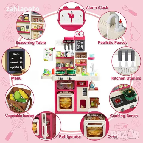 Кухня с истинска пара, хладилник и течаща вода, снимка 4 - Играчки за стая - 48246289