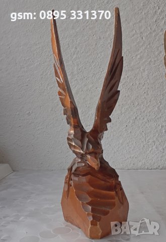 24 см Орел, фигура, птица дърворезба, пластика, статуетка, снимка 5 - Статуетки - 39749300