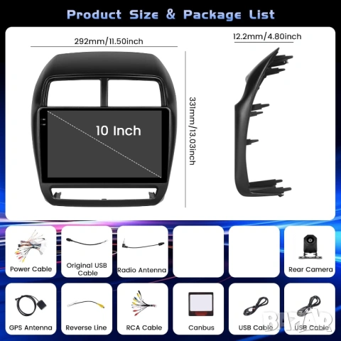 Мултимедия за Mitsubishi Outlander, Sport, RVR, ASX, Android, Навигация, Carplay, Waze, Андроид, снимка 9 - Аксесоари и консумативи - 53824052