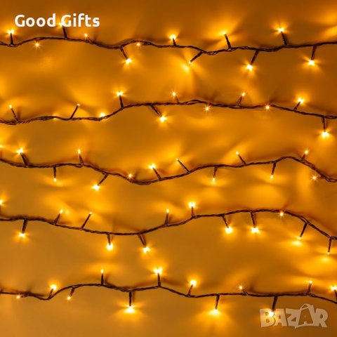 180 LED Коледни лампички, Наситено Топло бяло, 9м