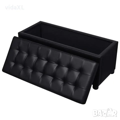 vidaXL Табуретка-ракла тип отоманка, изкуствена кожа, черна, снимка 5 - Ракли - 56146456