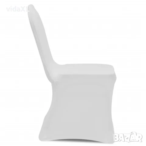 vidaXL Покривни калъфи за столове, 100 бр, еластични, бели, снимка 2 - Покривки за маси - 56146403