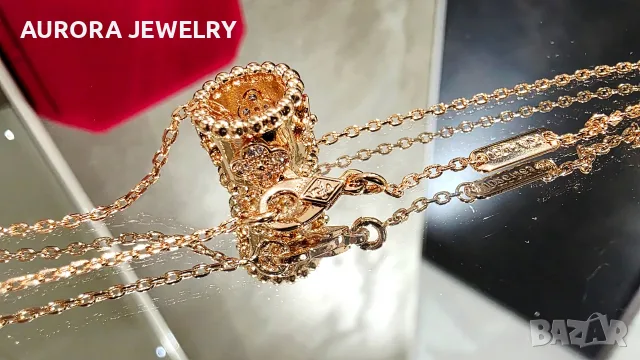 Van Cleef & Arpels VCA Rose Gold Perlee Clover Diamond Alhambra Дамско Колие, снимка 9 - Колиета, медальони, синджири - 56220219