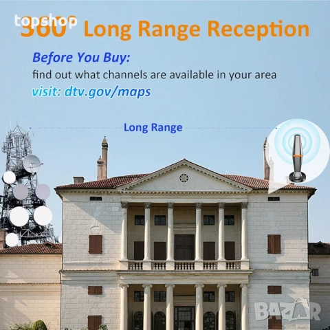 Нова цифрова телевизионна антена за Smart TV, вътрешна телевизионна антена за телевизор без кабел..., снимка 6 - Части и Платки - 52710453