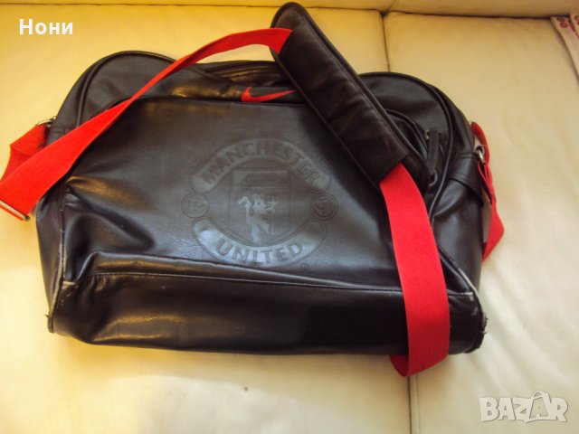 Чанта за през рамо от естествена кожа с логото на Манчестър