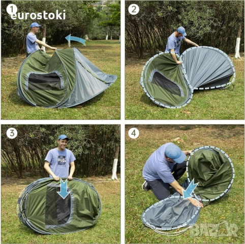 Night Cat Саморазгъваща се двуместна палатка, водоустойчива 2/3 души, дишаща, лесна за сглобяване, снимка 3 - Палатки - 52632776