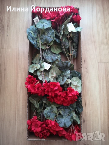 Изкуствено червено мушкато, снимка 5 - Изкуствени цветя - 51038398