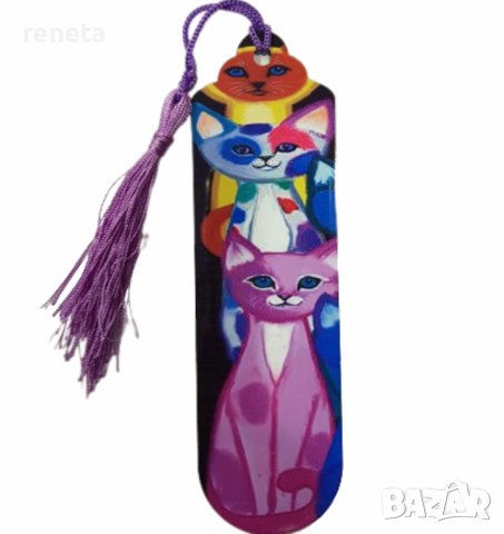 Книгоразделител Ahelos, Котенца, Пластмасов, Многоцветен, 13х4 см, снимка 1