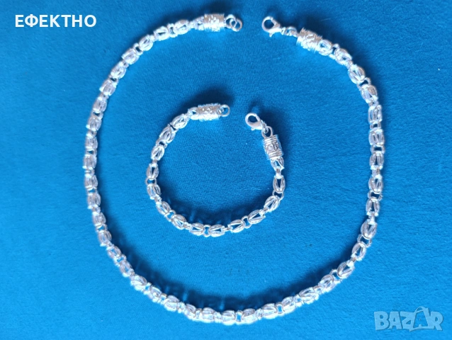 Масивен, сребърен ланец, масивна сребърна гривна. Комплект. В кутия за подарък., снимка 3 - Бижутерийни комплекти - 50952471