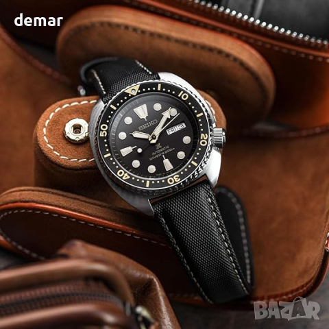 Черна гумена каишка за часовник ZULUDIVER Mayday Sailcloth, 20 мм, снимка 6 - Водни спортове - 44511315