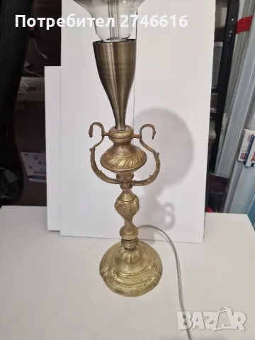 Бронзова настолна лампа ретро., снимка 2 - Антикварни и старинни предмети - 49533489