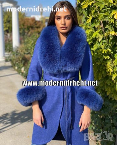 Дамско луксозно палто кашмир вълна и лисица код 235, снимка 1 - Палта, манта - 35937902