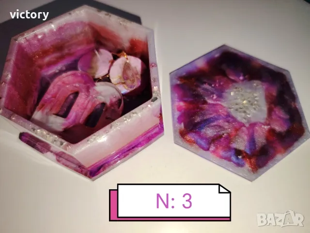 Ръчно изработени кутийки за бижута от епоксидна смола , снимка 4 - Декорация за дома - 49270056