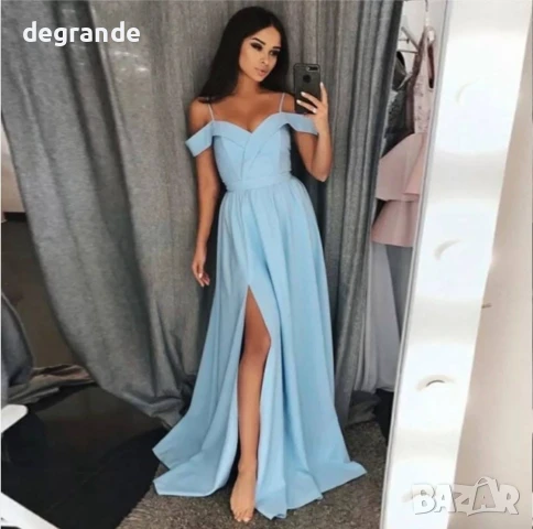 Дълга рокля с цепка в четири цвята, снимка 2 - Рокли - 50892715