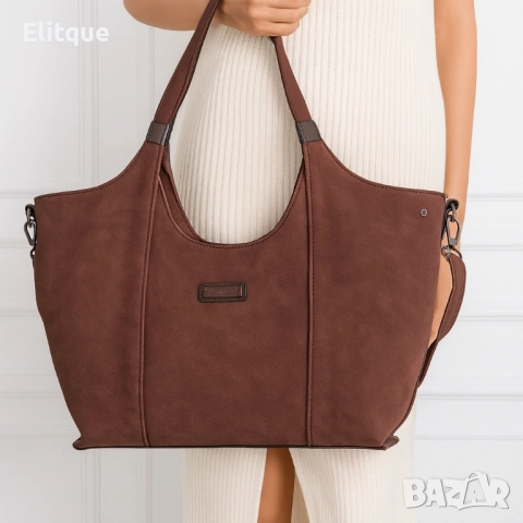 Дамска чанта от еко велур и к. – елегантен и практичен модел (бордо), снимка 14 - Чанти - 52455563