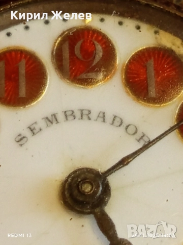 Стар джобен часовник SEMBRADOR рядък керамичен циферблат за КОЛЕКЦИЯ 52251, снимка 3 - Антикварни и старинни предмети - 52479292