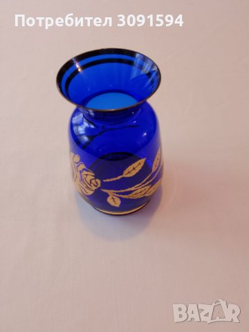 Синя и златна кристална стъклена ваза Бохемия, снимка 11 - Други ценни предмети - 41147891