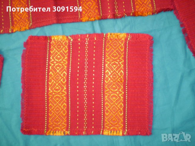 Традиционна червена  българска покривка с 6 салфетки  Българска шевица, снимка 5 - Покривки за маси - 35726574