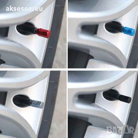 Нови 4 бр. алуминиеви капачки за вентили на джанти гуми за украса на кола автомобил колело велосипед, снимка 10 - Аксесоари и консумативи - 50336900