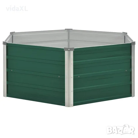 vidaXL Повдигната леха, 129x129x45 см, поцинкована стомана, зелена, снимка 2 - Саксии и кашпи - 56147604