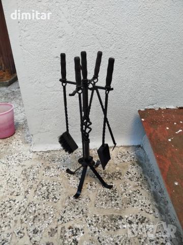 Комплект аксесоари за камина 4 в 1 от ковано желязо - 83 см, снимка 7 - Камини - 52547560