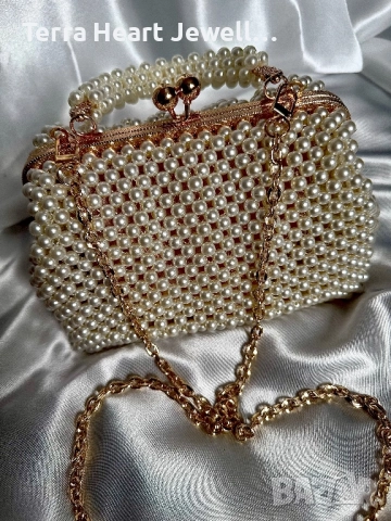 Дамска чанта ръчна изработка от перли цвят шампанско , снимка 8 - Чанти - 52288288