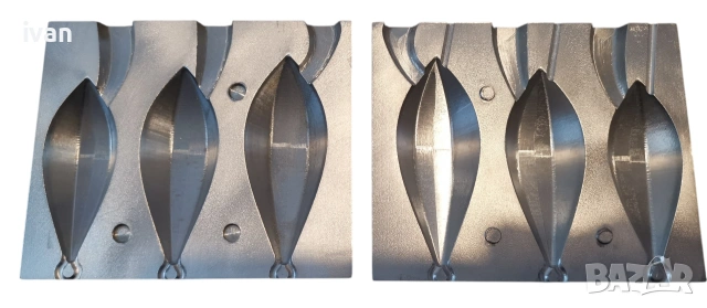 форма за риболовни тежести изработена от алуминиева сплав. 200-250-300 гр.