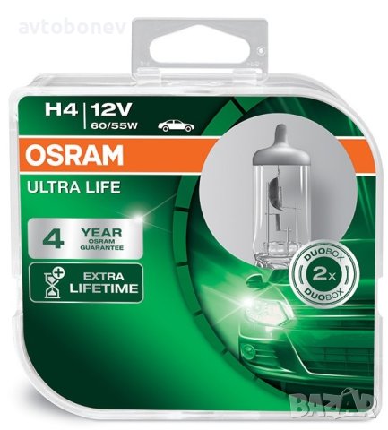 Халогенни крушки OSRAM ULTRA LIFE H1,H4,H7,H11-DUO BOX, снимка 3 - Части - 31755276