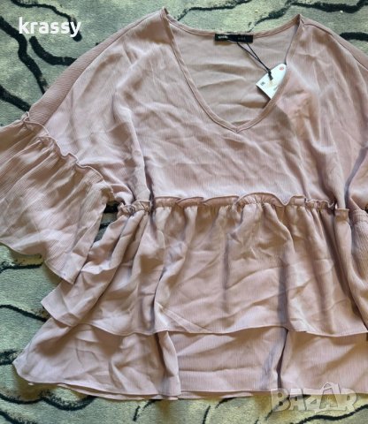 НОВА свежа макси лятна дамска блуза на волани (размер ХЛ), снимка 2 - Корсети, бюстиета, топове - 41563676