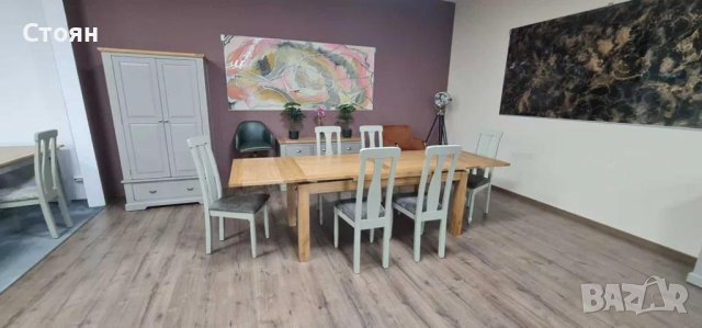 ПРОМОЦИЯ!!!Нова дървена разтегателна трапезна маса от дъб с шест стола, снимка 8 - Маси - 44149196