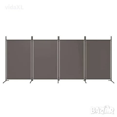 vidaXL Параван за стая, 4 панела, антрацит, 346x180 cм, текстил, снимка 3 - Паравани - 56147224