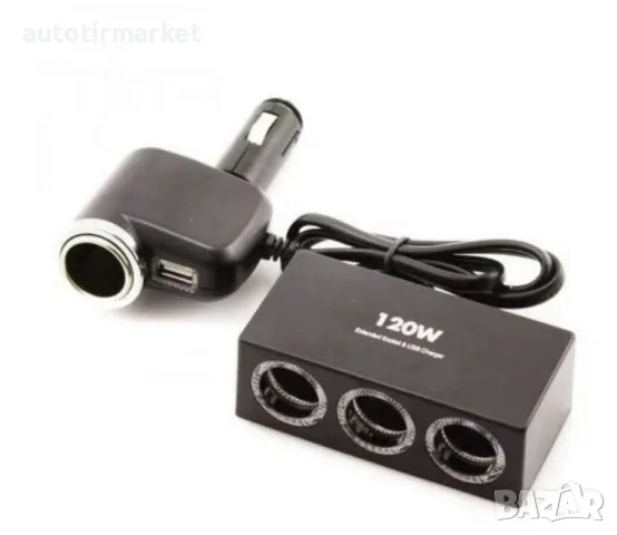 Разклонител за запалка 4 – ка + 1 USB 12/24V