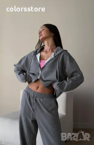 Дамски комплект с камъчета Shiny gray, снимка 4 - Комплекти - 47638822