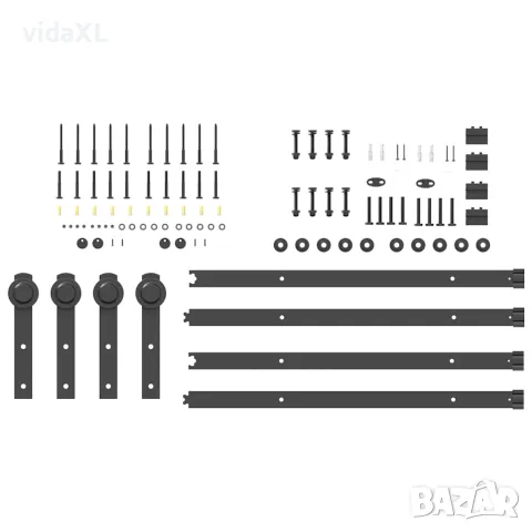 vidaXL Комплект механизъм за плъзгаща врата, 305 см, стомана, черен, снимка 8 - Железария - 56146976