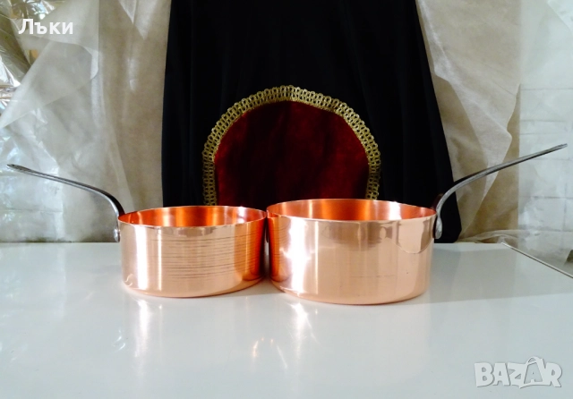 Медна тенджера,тиган,3 л. ,чиста червена мед. , снимка 8 - Антикварни и старинни предмети - 52595236