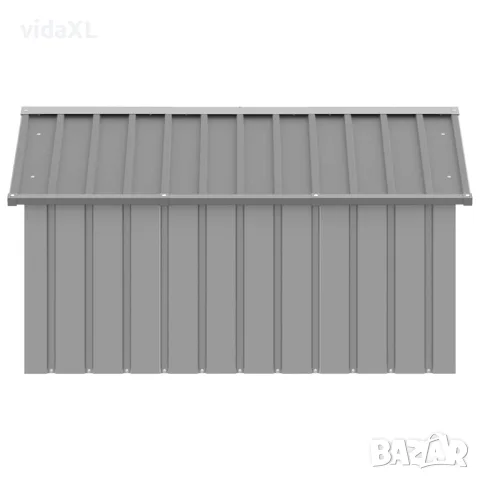 vidaXL Кучешка къща сива 116,5x153x81,5 см поцинкована стомана, снимка 6 - За кучета - 56146340