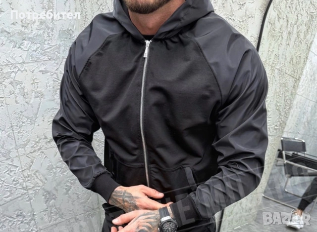 Продавам Мъжко черно горнище, снимка 3 - Якета - 53807425