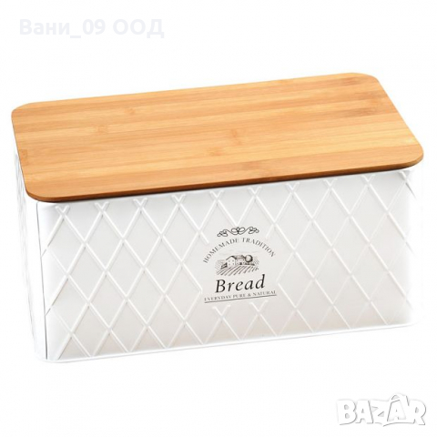Красива кутия за хляб-бамбук и метал, снимка 1 - Аксесоари за кухня - 35779178
