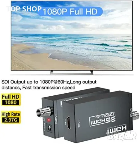Нов Преобразувател HDMI към HD-SDI 2.970Gbit/s Стабилен Метален Корпус, снимка 2 - Друга електроника - 49498043